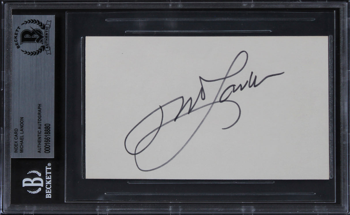 Michael Landon Bonanza Authentic Signed 3x5 Index Card Autographed BAS Slabbed