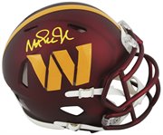 Commanders Magic Johnson Signed Speed Mini Helmet W/ Case BAS Witnessed