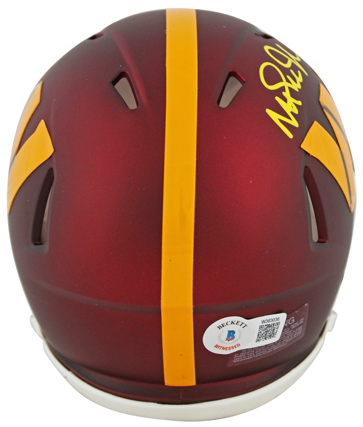 Commanders Magic Johnson Signed Speed Mini Helmet W/ Case BAS Witnessed