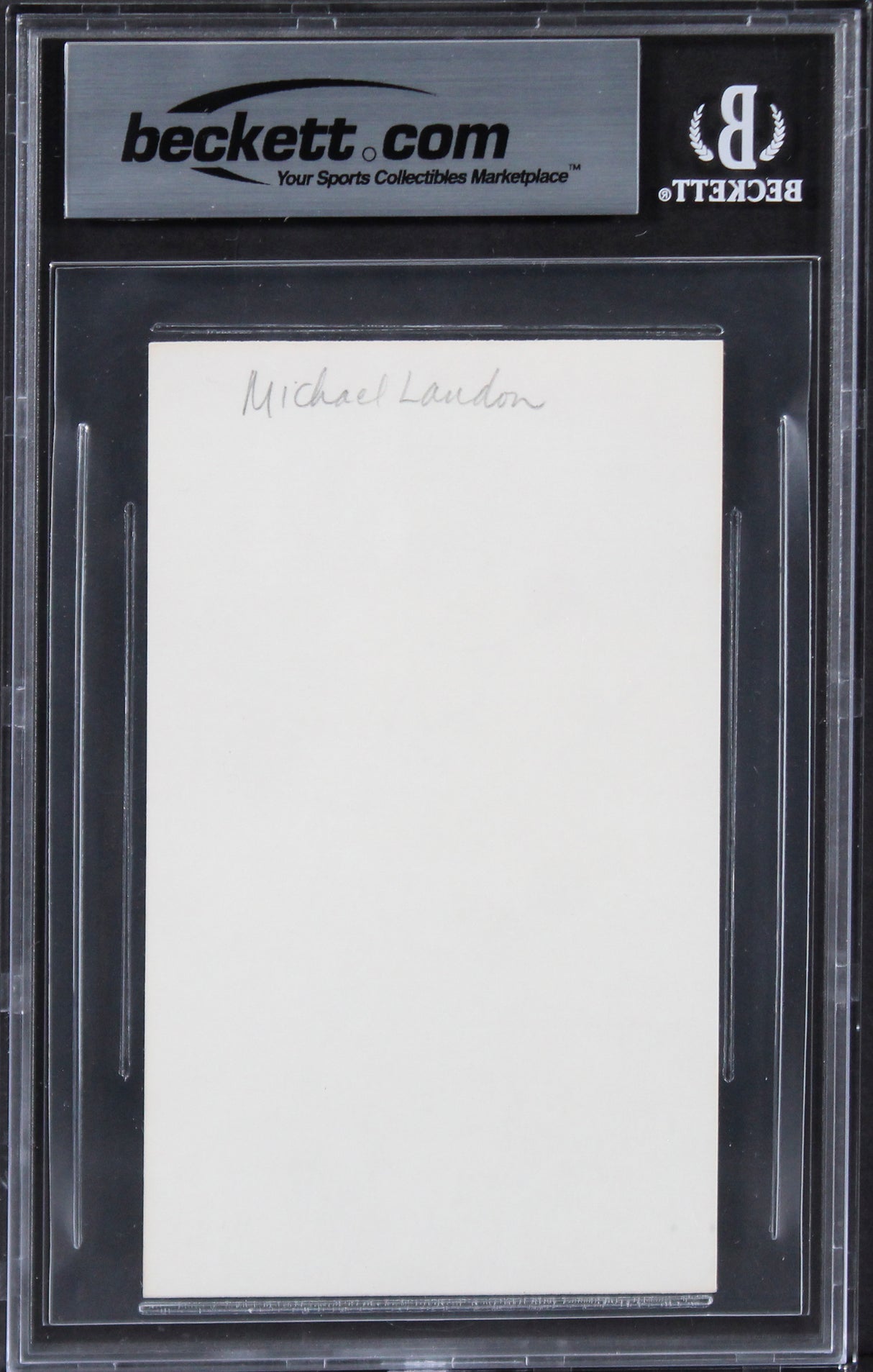 Michael Landon Bonanza Authentic Signed 3x5 Index Card Autographed BAS Slabbed