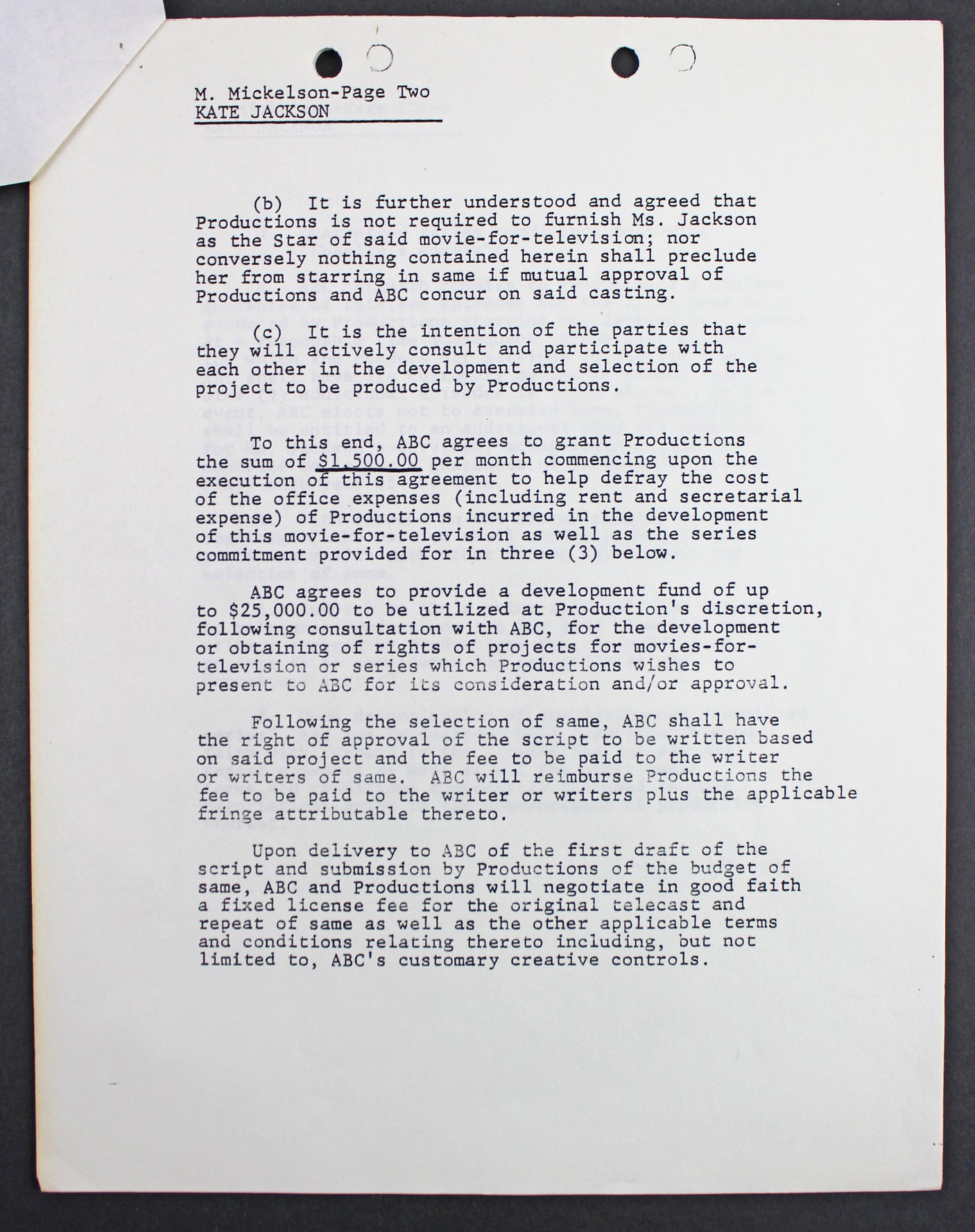 Kate Jackson Charlie's Angels 2x Signed April 28, 1978 4 Page Contract PSA