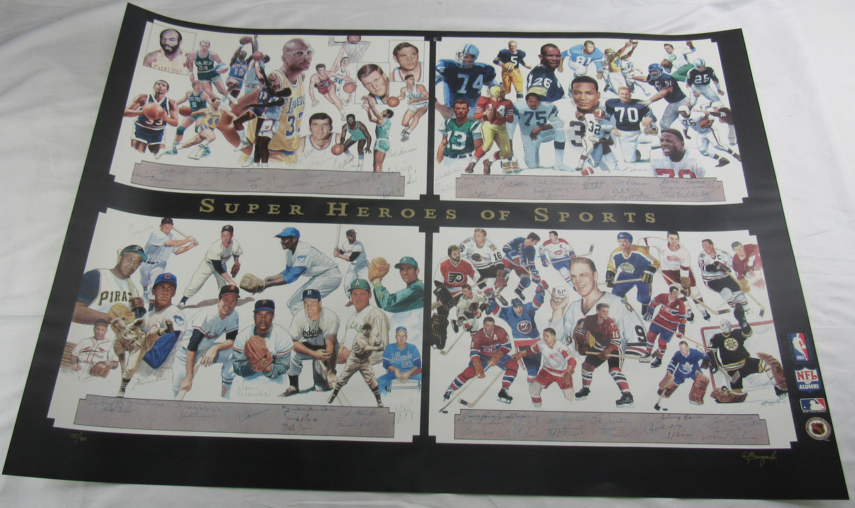 Duke Snider Don Maynard Kareem Abdul-Jabbar Mike Bossy +56 Signed Auto Super Heros of Sports Signed 43x28 Photo Limited Edition #145/400 w/ COA