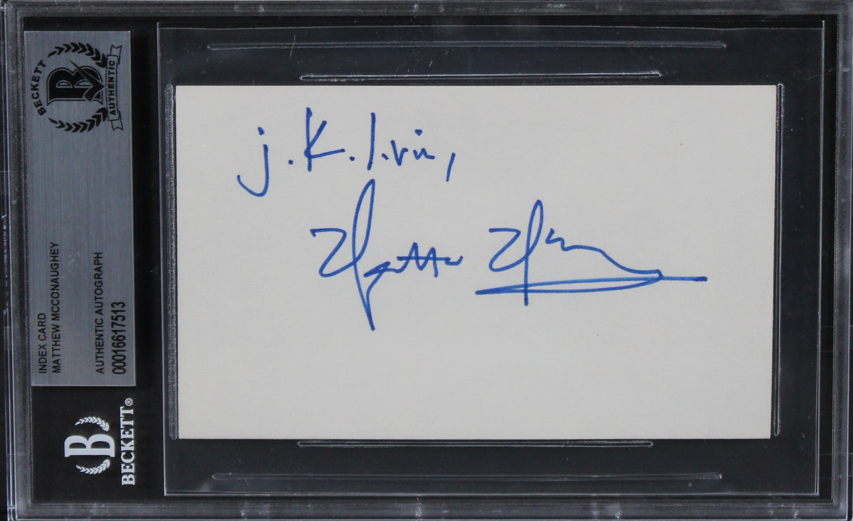 Matthew McConaughey Interstellar Authentic Signed 3x5 Index Card BAS Slabbed