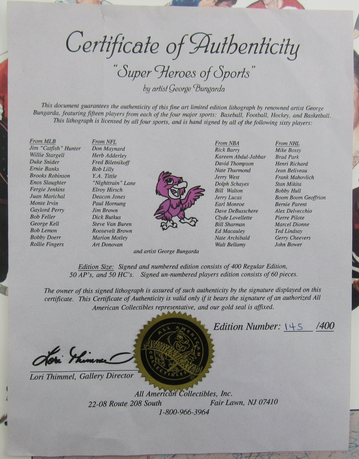 Duke Snider Don Maynard Kareem Abdul-Jabbar Mike Bossy +56 Signed Auto Super Heros of Sports Signed 43x28 Photo Limited Edition #145/400 w/ COA