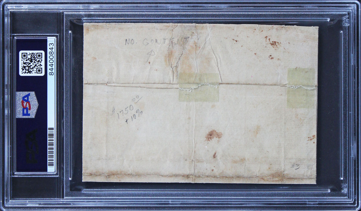 Thomas Jefferson Authentic Signed 3.25x4.65 Free Frank Auto NM 7 PSA/DNA Slabbed