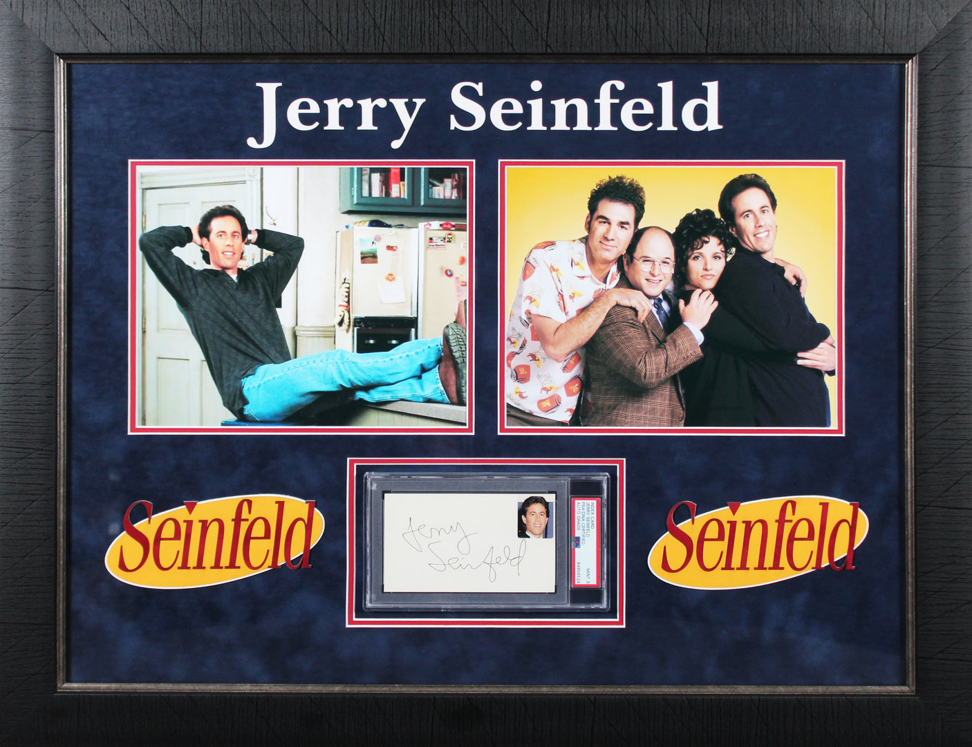 Jerry Seinfeld Authentic Signed & Framed 3x5 Index Card PSA/DNA Slabbed