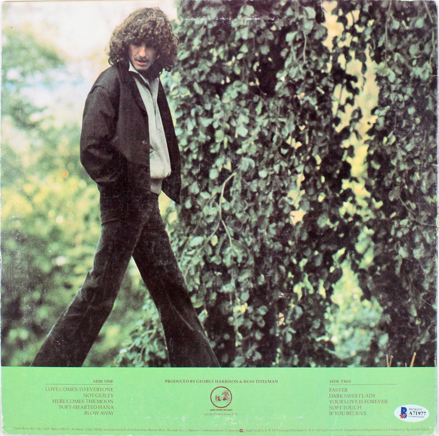 George Harrison Authentic Signed x2 Self Titled Album Cover W/ Vinyl BAS #A71977