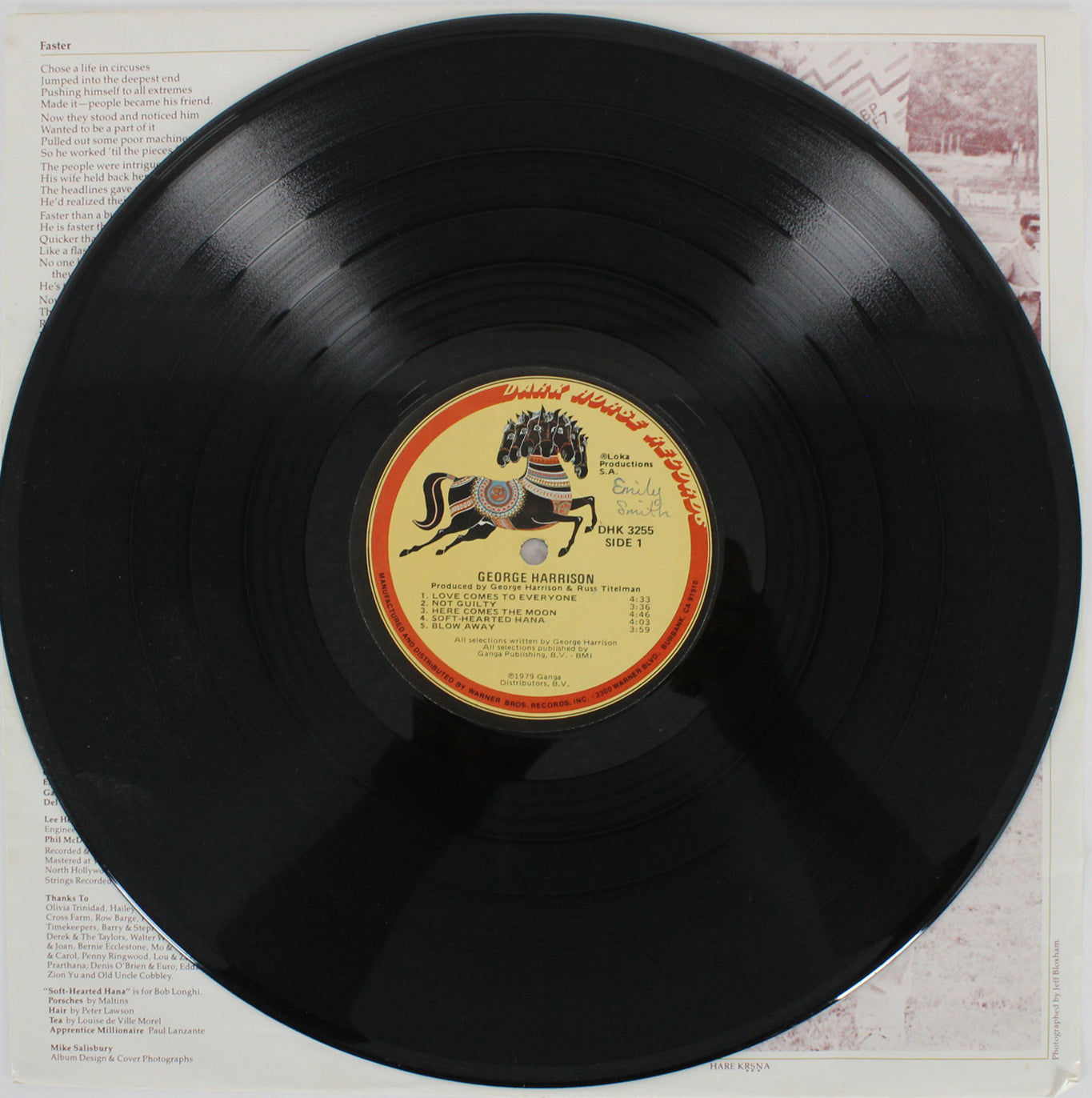 George Harrison Authentic Signed x2 Self Titled Album Cover W/ Vinyl BAS #A71977