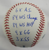 Alan Trammell Signed Six - Stat Baseball Auto Rawlings Baseball JSA WIT989228