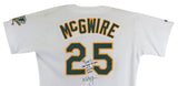 A's Mark McGwire "To Shaq" Signed Game Used White Russell Athletic Jersey BAS