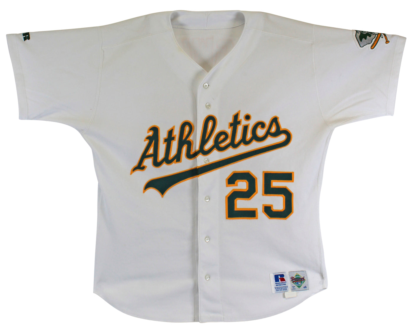 A's Mark McGwire "To Shaq" Signed Game Used White Russell Athletic Jersey BAS