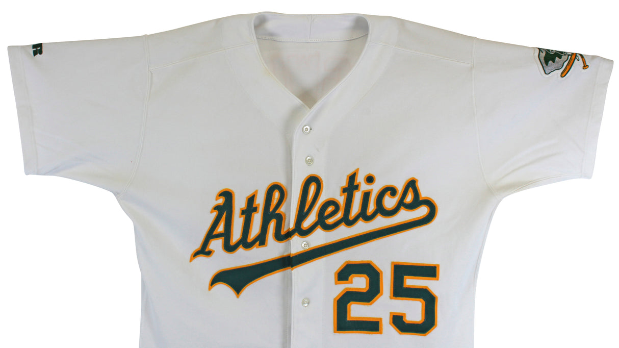 A's Mark McGwire "To Shaq" Signed Game Used White Russell Athletic Jersey BAS