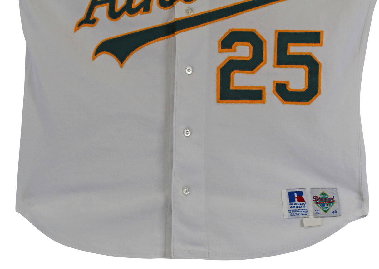 A's Mark McGwire "To Shaq" Signed Game Used White Russell Athletic Jersey BAS