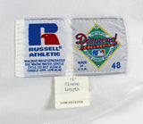A's Mark McGwire "To Shaq" Signed Game Used White Russell Athletic Jersey BAS