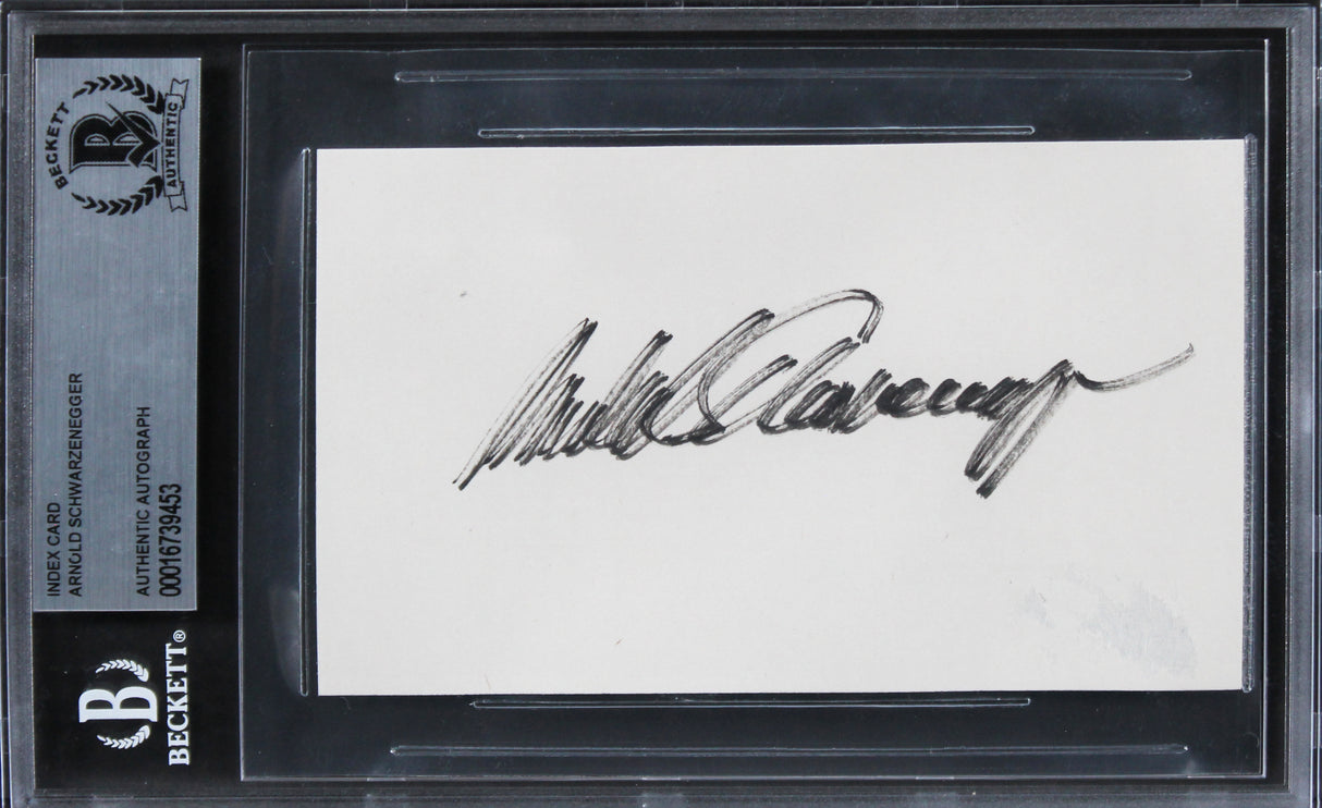 Arnold Schwarzenegger Terminator Authentic Signed 3x5 Index Card BAS Slabbed 1