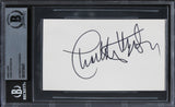 Charlton Heston Ben-Hur Authentic Signed 3x5 Index Card BAS Slabbed 1