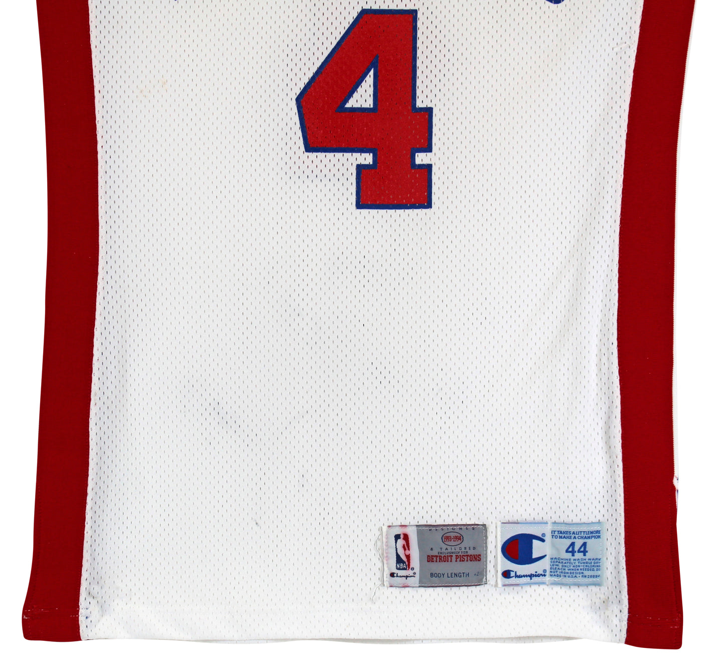 Pistons Joe Dumars Signed 1993-94 Game Issued / Worn White Jersey BAS #AA03173