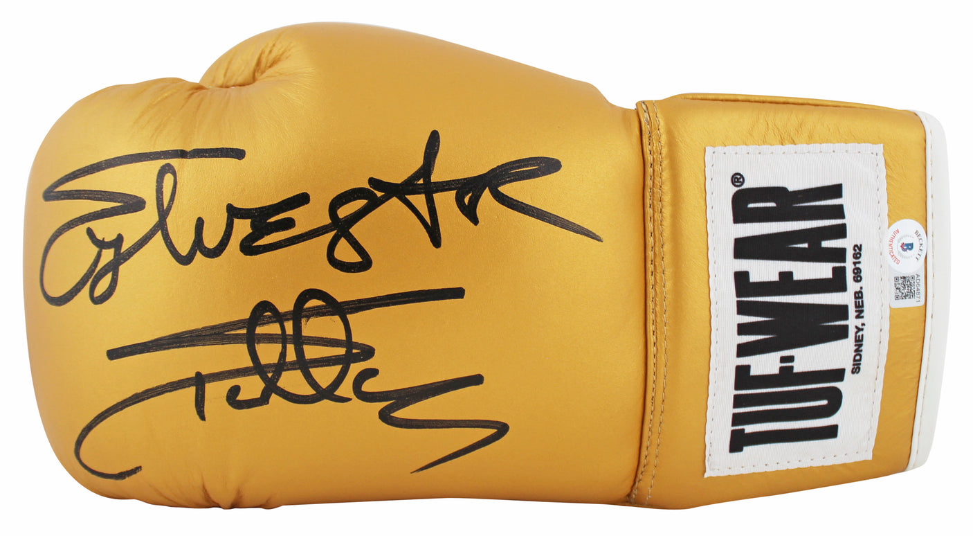 Sylvester Stallone Rocky Signed Gold Tuf-Wear Boxing Glove BAS #AD64871