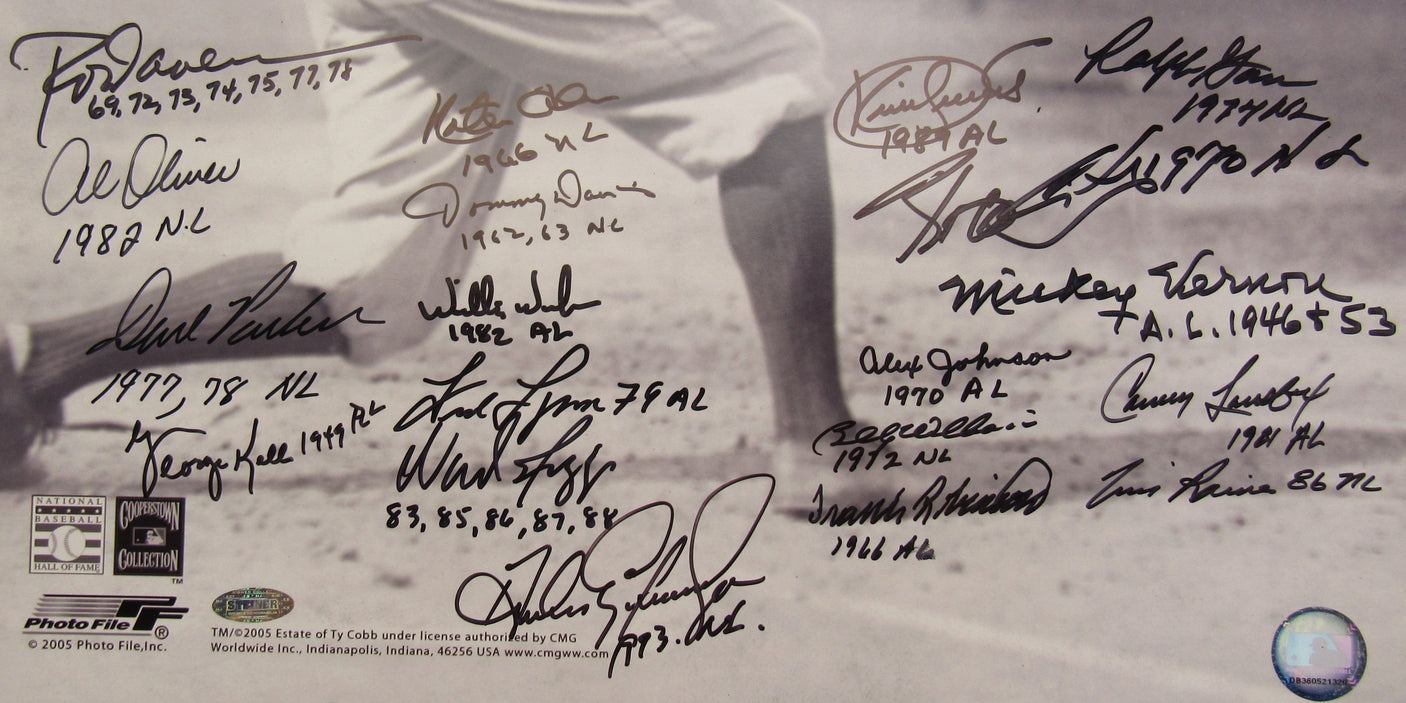 Kirby Puckett Frank Robinson Rod Carew Tim Raines Multi Signed Batting Leaders 16x20 Photo Steiner Hologram