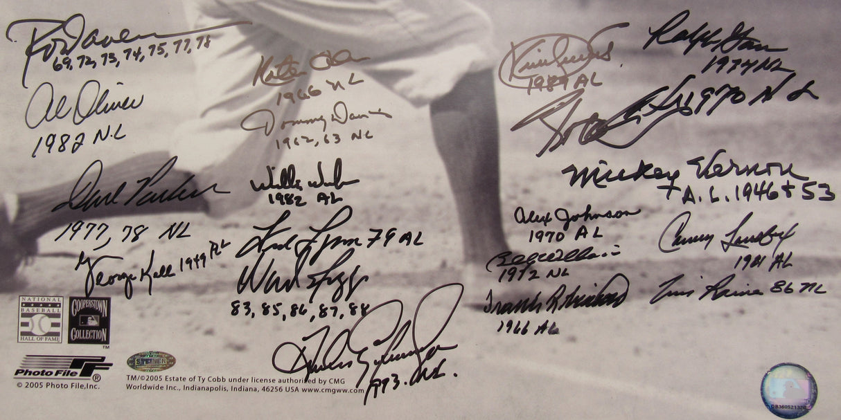 Kirby Puckett Frank Robinson Rod Carew Tim Raines Multi Signed Batting Leaders 16x20 Photo Steiner Hologram