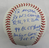 David Cone Signed 5x Stat Ball Auto Rawlings Baseball JSA WIT989229