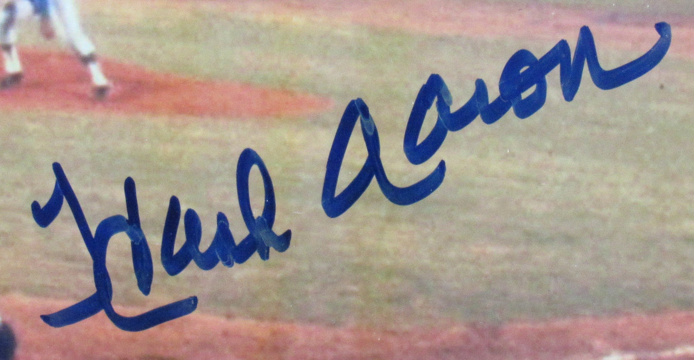 Hank Aaron Signed Framed 16x20 Photo Steiner Hologram
