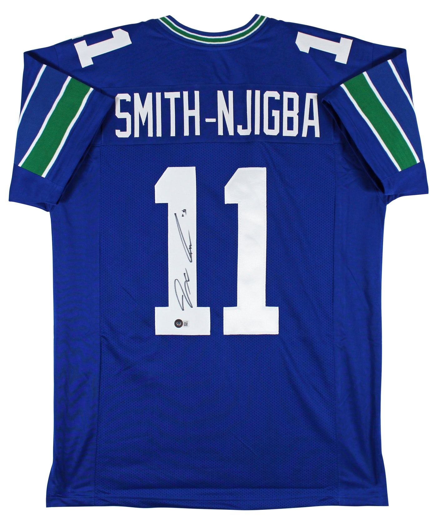 Jaxon Smith-Njigba Authentic Signed Blue Throwback Pro Style Jersey BAS