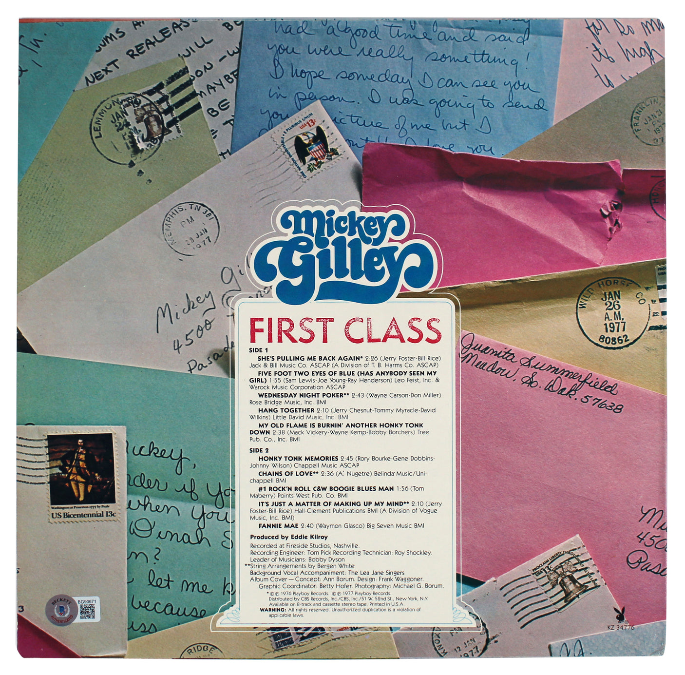 Mickey Gilley Authentic Signed First Class Album Cover Autographed BAS #BG90671