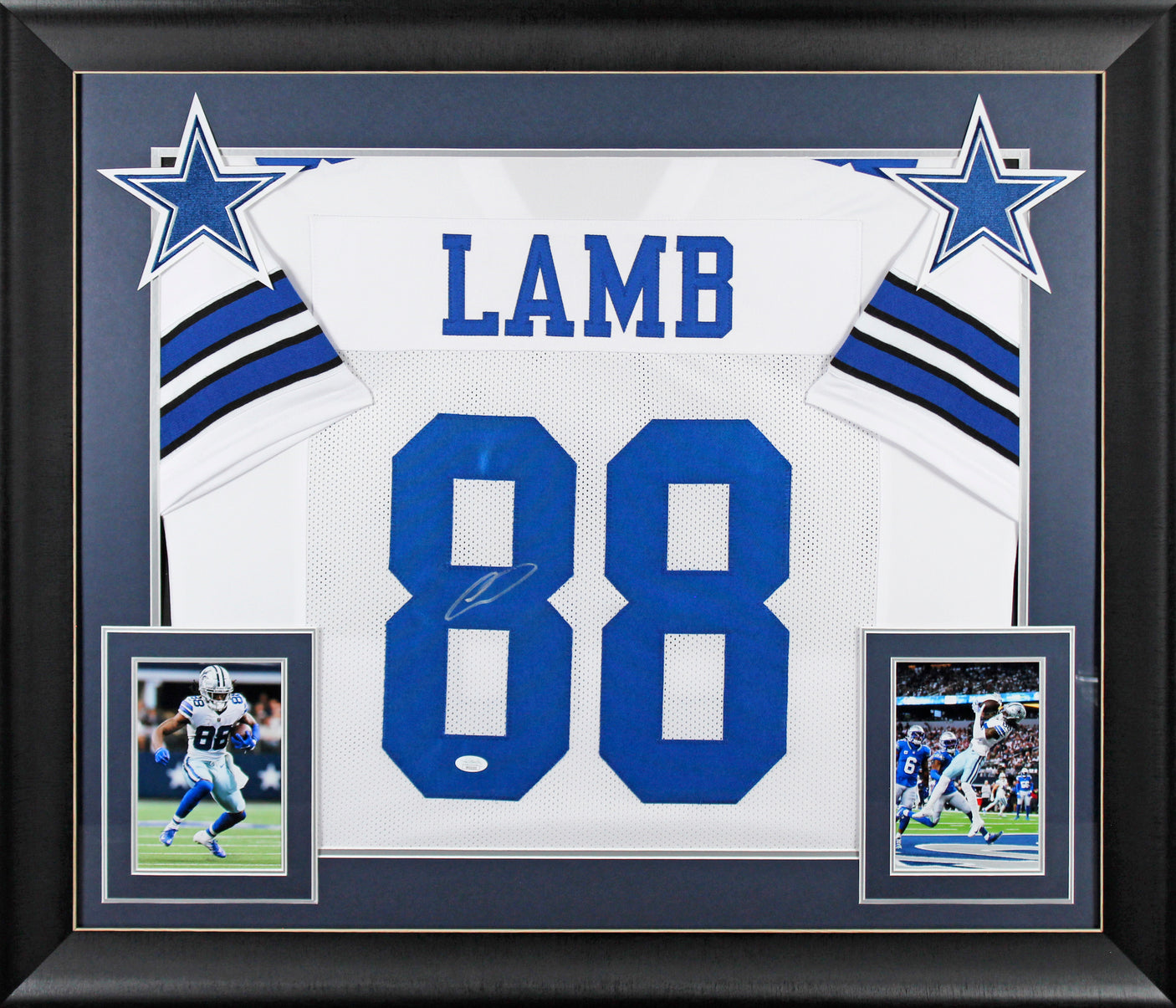 Cowboys CeeDee Lamb Authentic Signed White Pro Style Framed Jersey JSA