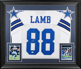 Cowboys CeeDee Lamb Authentic Signed White Pro Style Framed Jersey JSA