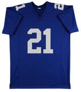 Tiki Barber Authentic Signed Blue Pro Style Jersey Autographed BAS Witnessed