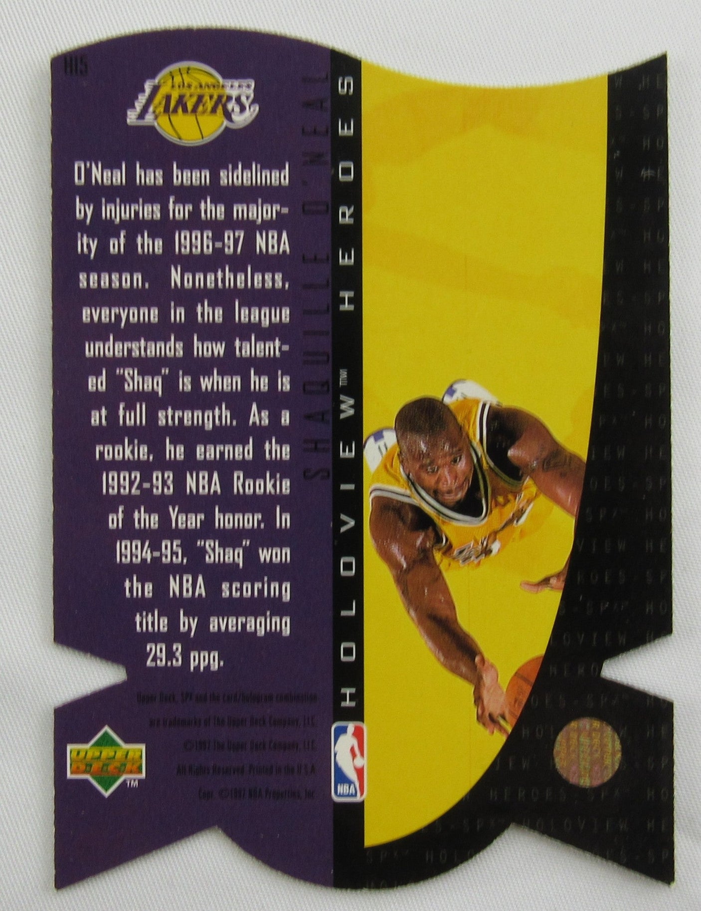 1997 Upper Deck SPx Holoview Heroes Shaquille Shaq O'Neal SP #H15 Lakers