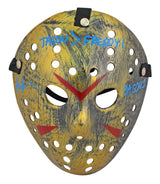 Ari Lehman "Jason > Freddy" Signed Gold Jason Mask w/ Blue Sig BAS Witnessed