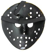 Ari Lehman "Jason > Freddy" Signed Gold Jason Mask w/ Blue Sig BAS Witnessed
