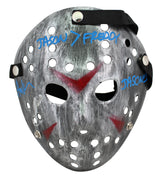 Ari Lehman "Jason > Freddy" Signed Silver Jason Mask w/ Blue Sig BAS Witnessed