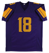 Justin Jefferson Signed Purple Color Rush Pro Style Jersey w/ Yellow # BAS Wit