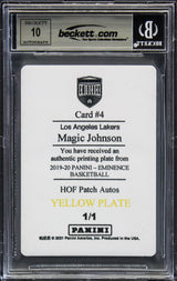 Magic Johnson Signed 2019 Panini Eminence Plates #4 Card Auto 10! BAS Slabbed