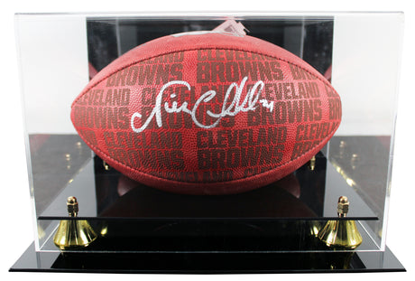 Browns Nick Chubb Signed Wilson "The Duke" Team Showcase Football W/ Case BAS W