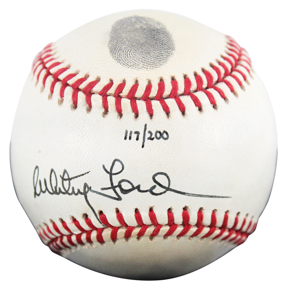 Yankees Whitey Ford Signed Thumbprint Baseball LE #'d/200 w/ Display Case BAS