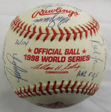 1998 World Series Yankees Signed Auto Rawlings Baseball Derek Jeter Joe Torre Mariano Rivera Tim Raines +22 JSA LOA YY51965
