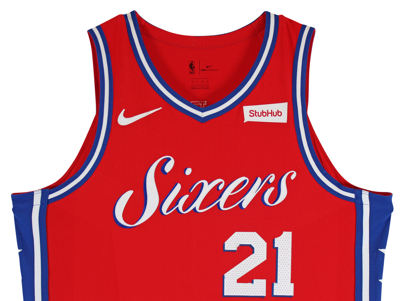 76ers Joel Embiid March 8, 2018 Game Used Red Road Nike Jersey NBA LOA