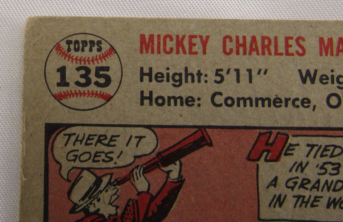 1956 Topps Mickey Mantle Baseball Card #135 - Low Grade Copy