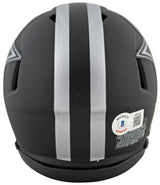 Cowboys Dak Prescott Signed Eclipse Speed Mini Helmet w/ Silver Sig BAS Witness