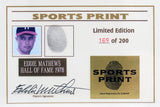 Braves Eddie Mathews Signed Thumbprint Baseball LE #'d/200 w/ Display Case BAS