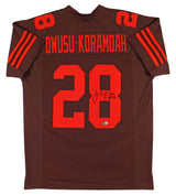 Jeremiah Owusu-Koramoah Authentic Signed Brown Pro Style Jersey BAS Witnessed