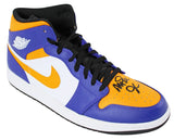 Magic Johnson Authentic Signed Right Nike Air Jordan 1 2022 Lakers Shoe BAS Wit