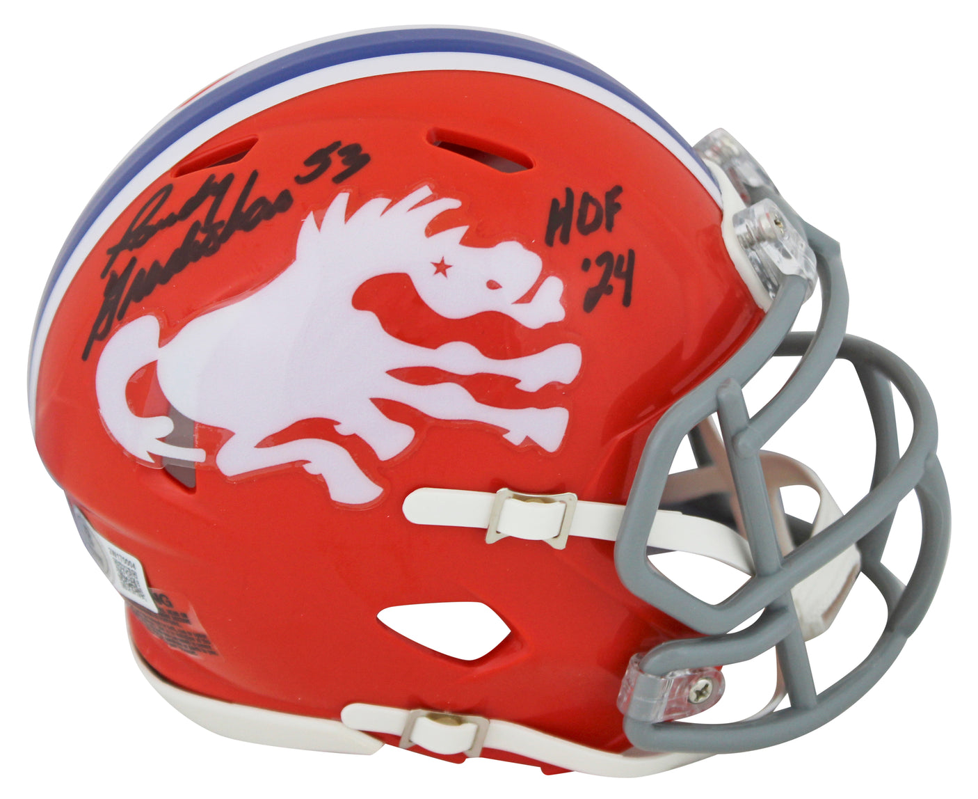 Broncos Randy Gradishar "HOF 24" Signed 1966 TB Speed Mini Helmet BAS Witnessed