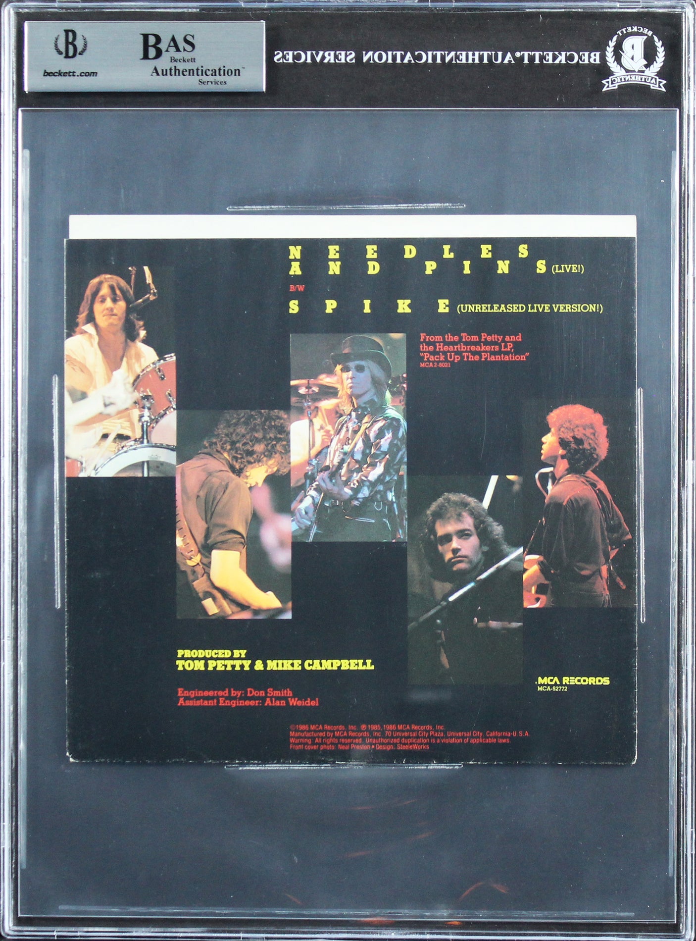 Tom Petty Authentic Signed Needles And Pins Live! 45RPM Album Cover BAS Slabbed