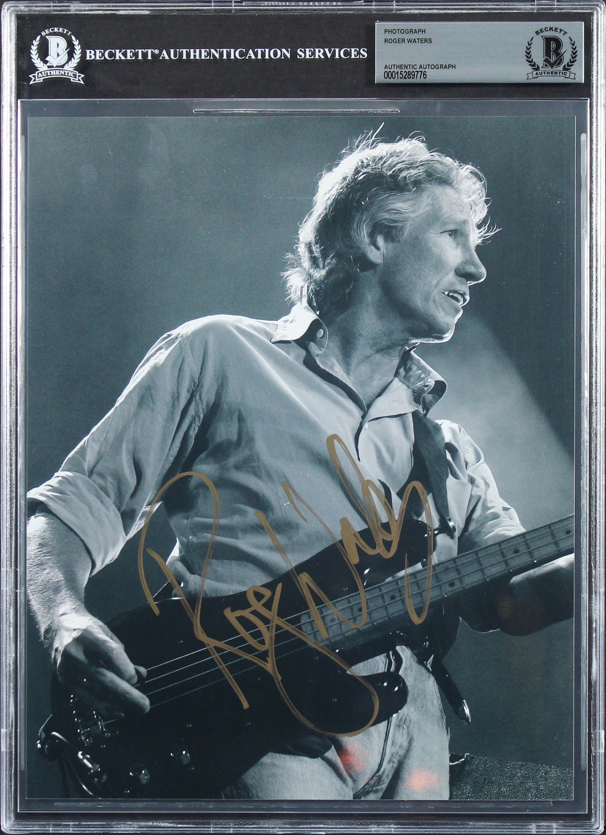 Roger Waters Pink Floyd Authentic Signed 8x10 B&W Photo Autographed BAS Slabbed