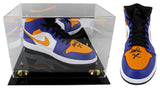 Magic Johnson Signed Left Nike Air Jordan 1 2022 Lakers Shoe w/ Case BAS Wit